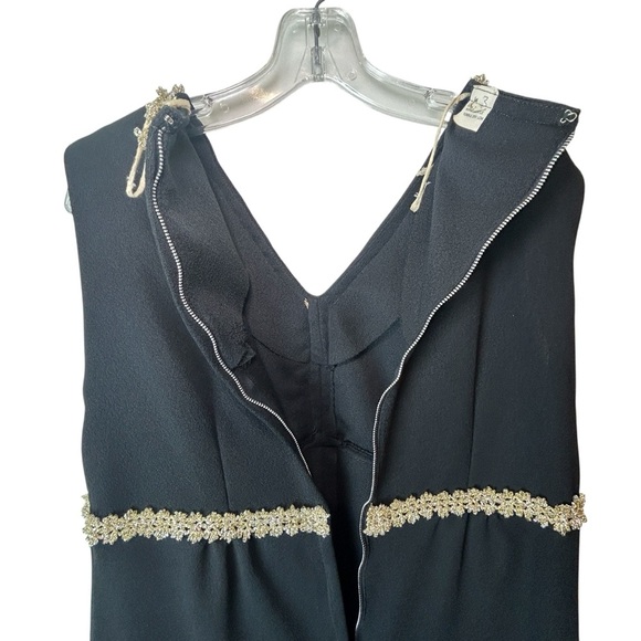 Vintage Sleeveless Maxi Dress Fortrel Polyester, Gold Tinsel Accent, 60s 70s XL` - Picture 13 of 15